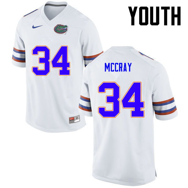 Youth Florida Gators #34 Lerentee McCray College Football Jerseys-White - Click Image to Close